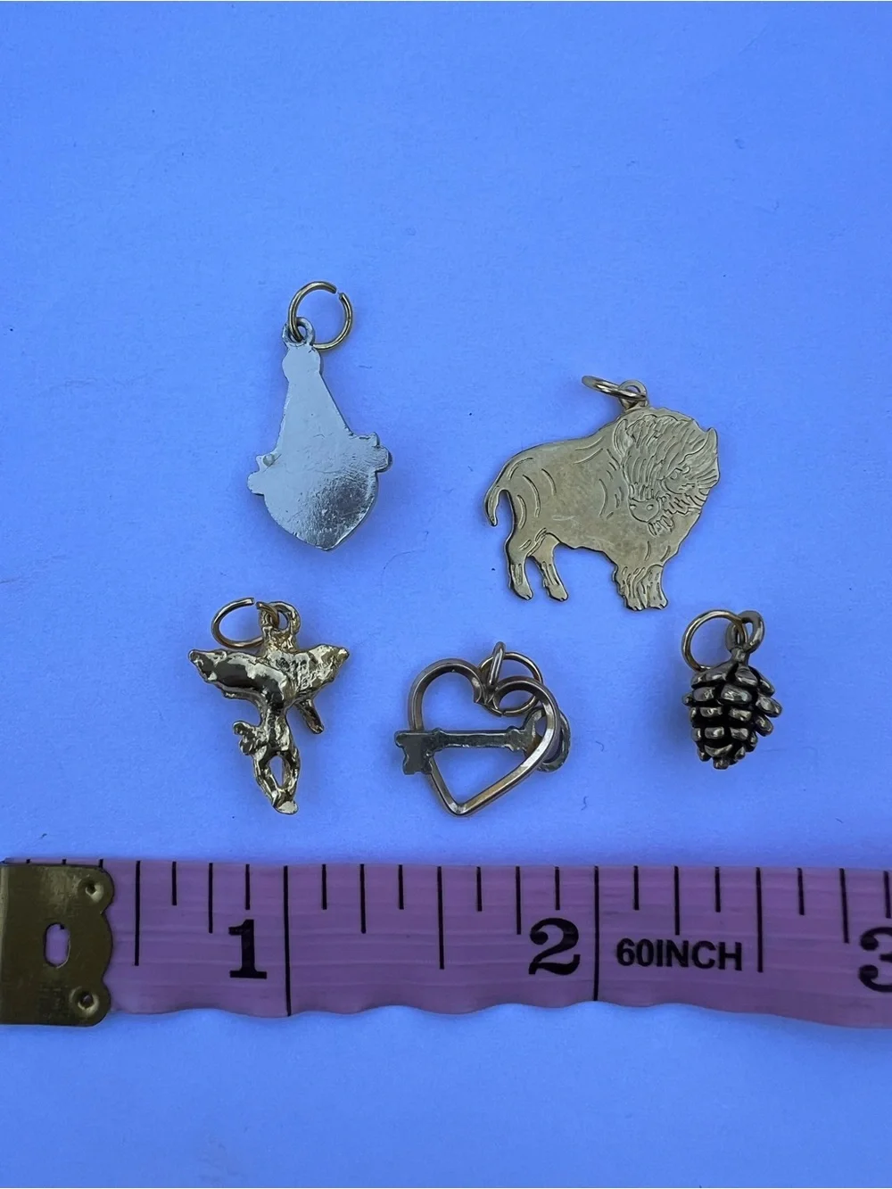 Gold Tone Small Charm Mix - Heart, Pinecone, Buffalo & More - Picture 7 of 9